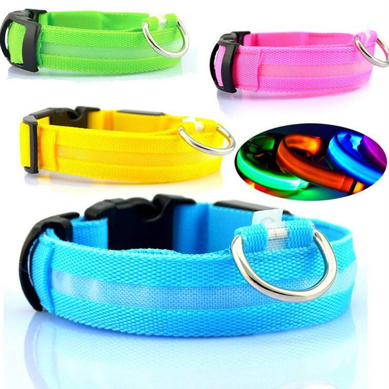 Nylon LED Hundehalsband – Leuchtend & Sicher bei Nacht  Verstellbar | LED Leuchthalsband für Hunde & Katzen | Sicherheitslicht für Spaziergänge